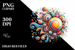 Colorful Sun Watercolor Whimsical | Sublimation | Clipart Product Image 1