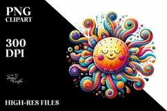 Colorful Wimsicall Sun | Sublimation | Clipart Product Image 1