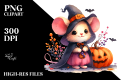 Cute Baby Mouse Halloween Scenery | Sublimation | Clipart Product Image 2