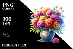Colorful Vase with Chrysanthemum Clipart Product Image 3