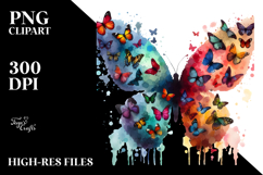 Colorful Bird with Butterfly Silhouettes PNG Product Image 2