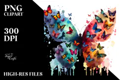 Colorful Bird with Butterfly Silhouettes PNG Product Image 2