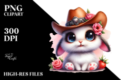 Vibrant Goofy Bunny with Cowboy Hat, PNG Product Image 2