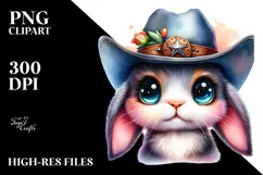 Vibrant Goofy Bunny with Cowboy Hat, PNG Product Image 2