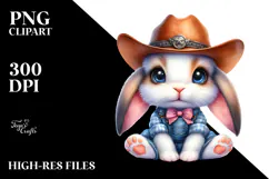 Vibrant Goofy Bunny with Cowboy Hat, PNG Product Image 2