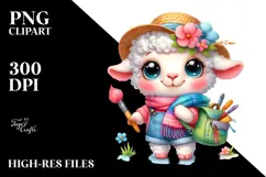 Colorful Smiling Cute Baby Lamb PNG Product Image 2