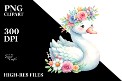 Cartoon-Style Watercolor Swan Pastel Colors Flower Crown | Product Image 2