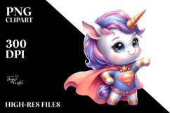 Cute Baby Unicorn Posing as a Hero | Sublimation Clipart Product Image 3