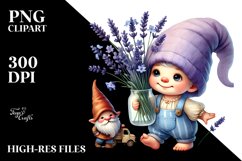Baby Gnome With Lavender in , PNG Product Image 2