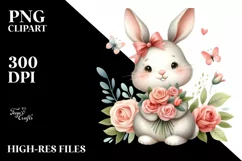 Bunny Flower, Clipart |T-shirt, Mug PNG Product Image 7