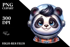 Cute Baby Panda with Astronaut Helmet, Watercolor PNG Product Image 2