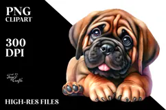 Baby Mastiff Watercolor PNG Product Image 2