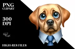 Watercolor Labrador Big Eyes With Tie | Clipart Product Image 3