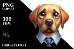 Watercolor Labrador Big Eyes With Tie | Clipart Product Image 1