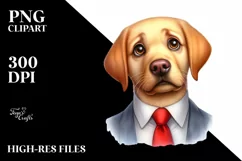 Watercolor Labrador Big Eyes With Tie | Clipart Product Image 3