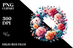 Colorful Watercolor Wreath with Carnation Product Image 2