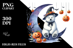 Halloween Polar Bear on Moon, PNG Product Image 2