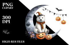 Halloween Polar Bear on Moon, PNG Product Image 2