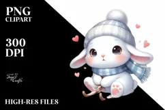 Cute Winter Bunny Sleigh Ride PNG Product Image 1