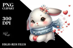 Cute Winter Bunny Sleigh Ride PNG Product Image 3