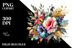 Colorful Floral Bouquet Gold Foil Product Image 1