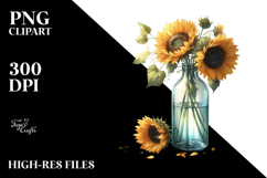 Colorful Watercolor Bottle Sunflower | Sublimation Clipart Product Image 2