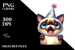 Watercolor Cat Party Hat PNG Product Image 2