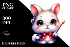 Vibrant Watercolor Crazy Cute Baby Bunny Magic PNG Product Image 2