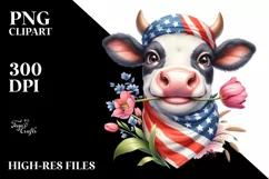 Funny Cow in USA Flag Colors | Clipart Product Image 1