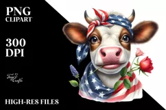 Funny Cow in USA Flag Colors | Clipart Product Image 1