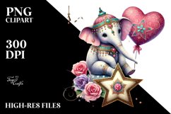 Elephant on Star Heart PNG Product Image 2