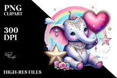 Elephant on Star Heart PNG Product Image 2