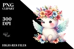 Hummingbird with Flower Crown PNG Product Image 1