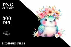 Hummingbird with Flower Crown PNG Product Image 3