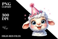 Funny Baby Lamb Party Hat Clipart Product Image 3