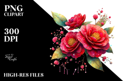 Elegant Camellia with Metallic Accents, PNG Product Image 2