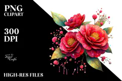 Elegant Camellia with Metallic Accents, PNG Product Image 2