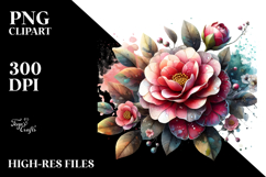 Camellia with Metalic Insertions, PNG Product Image 2