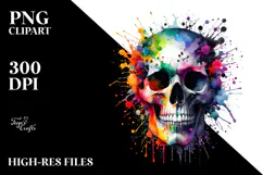 Colorful Skull Painting, PNG Product Image 2