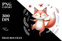 Dancing Fox Watercolor Clipart Product Image 2