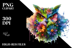 Vibrant Watercolor Owl, 20 oz Tumbler PNG Product Image 2