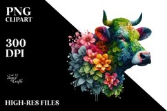 Abstract Vibrant Cow, PNG Product Image 1