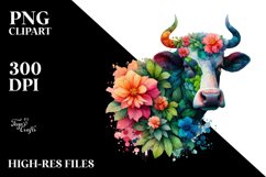 Abstract Vibrant Cow, PNG Product Image 3