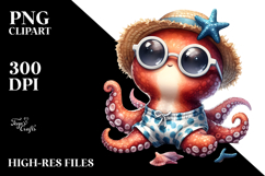 Digital Watercolor Baby Octopus PNG Product Image 2