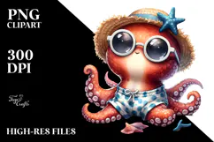 Digital Watercolor Baby Octopus PNG Product Image 2