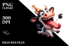 Dancing Cow with Flower Crown, Transparent PNG Product Image 2
