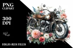 Vintage Motorcycle Flowers | Clipart Product Image 1