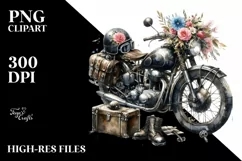 Vintage Motorcycle Flowers | Clipart Product Image 1