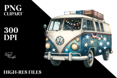 Vintage Van with Stars, Clipart PNG Product Image 2