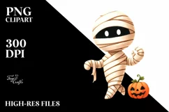 Simple Funny Halloween Clipart with Mummy PNG Product Image 1